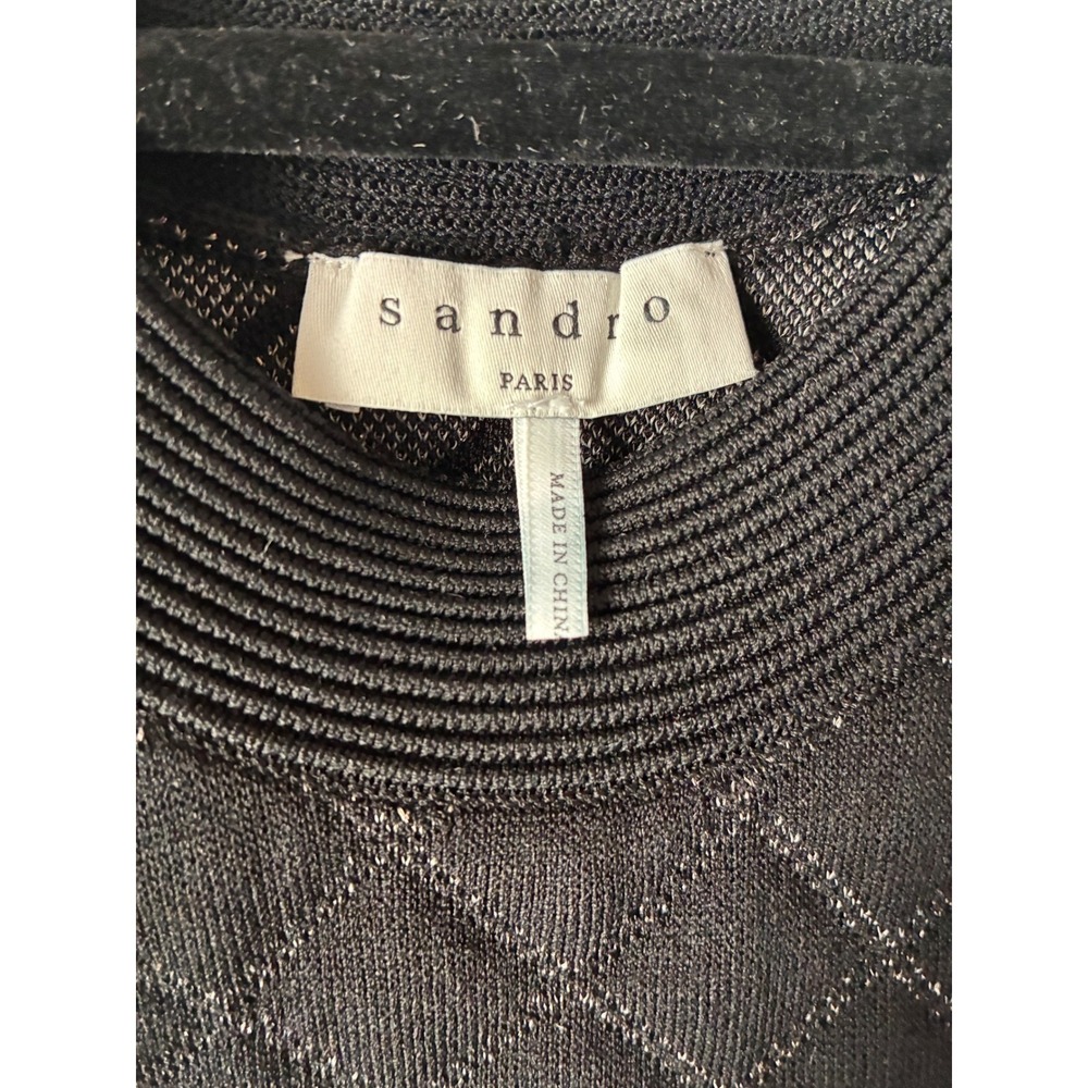 Sandro Many Quilted Lurex Knit Dress in Black NWT size 36 - Picture 4 of 10